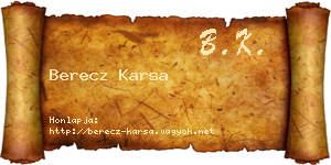 Berecz Karsa névjegykártya